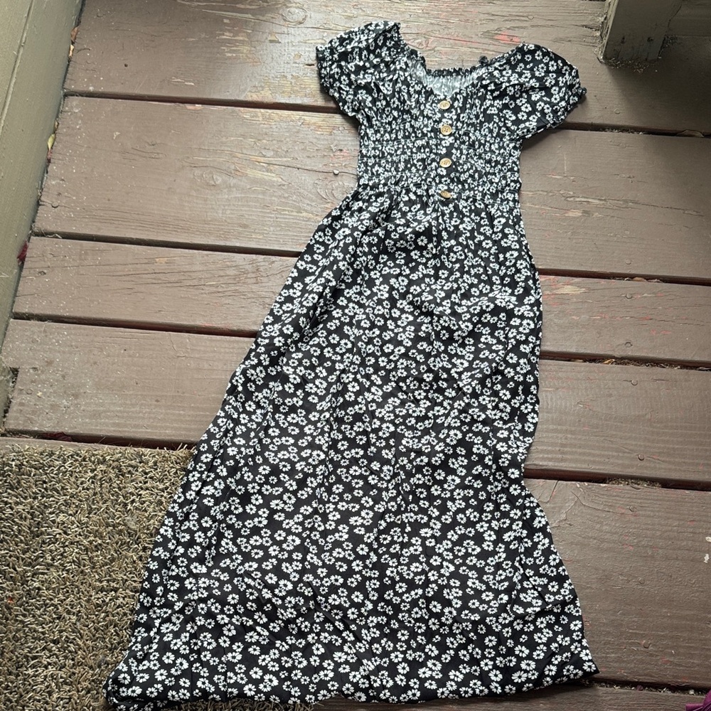 Floral Black and White Maxi Dress